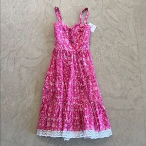 New KLEID Charming Pink Floral Dress with Lace Detail XS